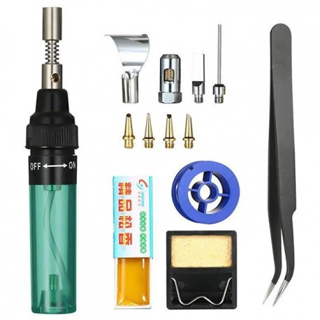 13PCS Gas Soldering Iron Cordless Butane Torch Welding Pen 1300°C Adjustable Burner Mini Butane Welder