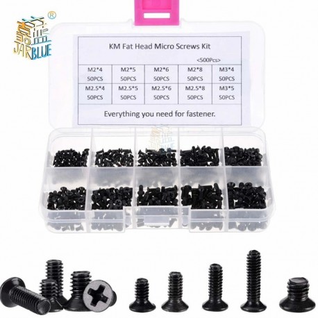 250Pcs/500Pcs M2 M2.5 M3 KM Screw Flat Head Phillips Screws