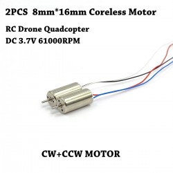 2PCS Mini 816 8mm*16mm CW+CCW Coreless Motor DC 3V 3.7V 66500RPM High Speed for Drone