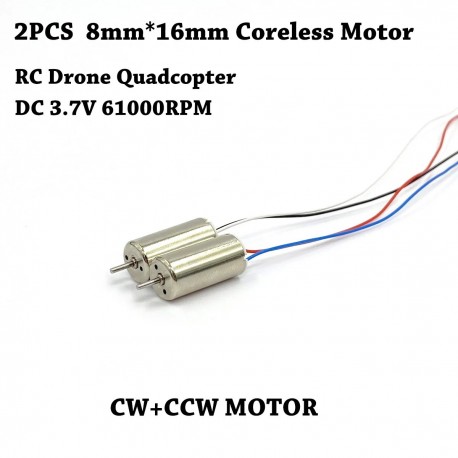 2PCS Mini 816 8mm*16mm CW+CCW Coreless Motor DC 3V 3.7V 66500RPM High Speed for Drone
