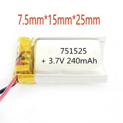3.7V 240mAh 751525 Lithium Polymer Ion Battery
