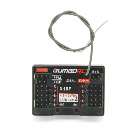 Dumborc X10F/X10FG 2.4GHz 10CH Receiver PPM Output Built-in Gyroscope for X6 X6PM DDF-350 Radio