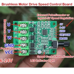 DC 6-24V/3A Brushless Motor Drive Board Speed Control Board Motor
