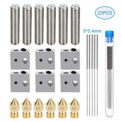 0.4mm MK8 Extruder Brass Nozzle Print Heads M6 30mm Throat Heater Block Heating Hotend for Makerbot Anet
