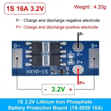 1S 3.2V 16A LiFePO4 Lithium Battery Protection Board BMS