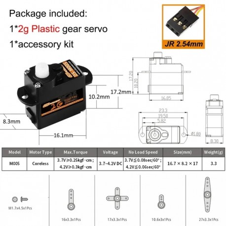 DSPOWER 2g PlasticGear JR/JST Digital Micro Servo Motor