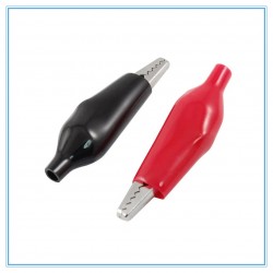 2 Pcs Crocodile type Clip 28MM Black Red Soft Plastic Coated Testing Probe