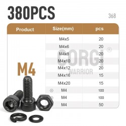 M4 Black Hex Socket Cap Head Screws Set DIN912 12.9 Grade Carbon Steel Allen Bolts Nuts Kit