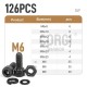 M6 Black Hex Socket Cap Head Screws Set DIN912 12.9 Grade Carbon Steel Allen Bolts Nuts Kit