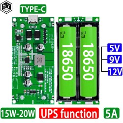 Type-C 15W 3A 18650 Lithium Battery Charger Module DC-DC Step Up Booster Fast Charge UPS Power Supply