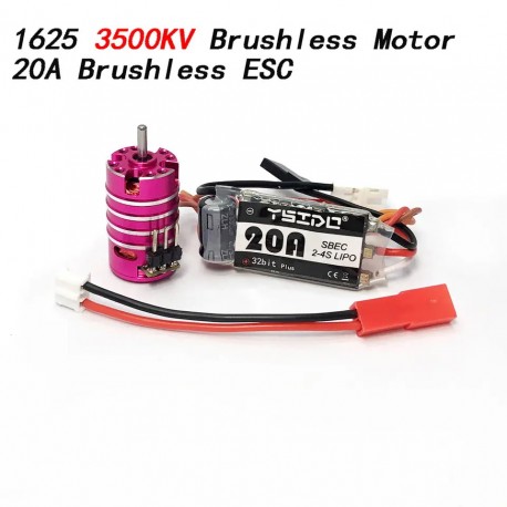 YSIDO 1625 3500/6000/7500/11000KV Brushless Motor 2.0mm Shaft w/ 20A ESC Combo for Wltoys Traxxas RC 1/24 1/28