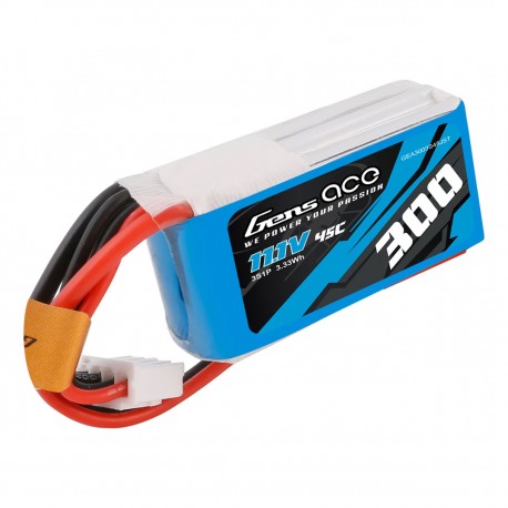 Gens ace G-Tech 300mAh 11.1V 45C 3S1P Lipo Battery Pack with JST-SYP Plug