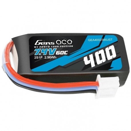 Gens ace 400mAh 7.4V 60C 2S1P Lipo Battery Pack with JST Plug