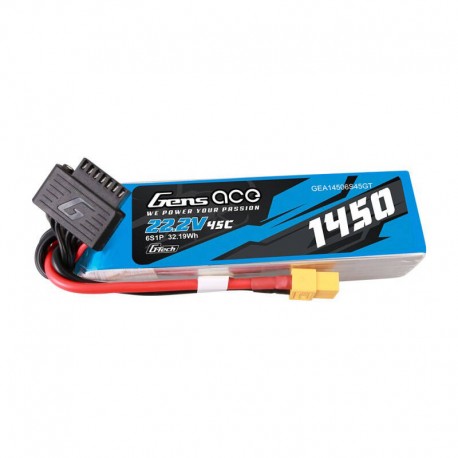 Gens Ace 1450mAh 22.2V 45C 6S1P Lipo Battery Pack