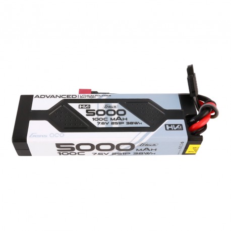 Gens ace Advanced G-Tech 5000mAh 7.6V 2S1P 100C HV car Lipo Battery Pack Hardcase with Deans