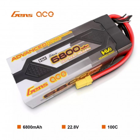 Gens ace G-Tech Advanced 6800mAh 22.8V 100C 6S1P HardCase 61 Lipo Battery Pack with EC5