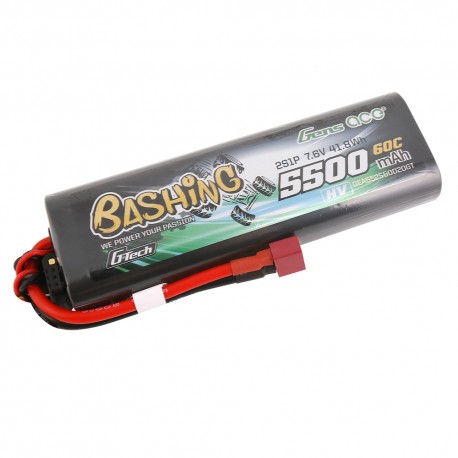 Gens ace G-Tech 5500mAh 7.6V 2S 60C HV car Lipo Battery Pack Hardcase 20 with T Plug