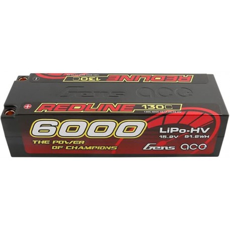 Gens ace Redline Series 6000mAh 15.2V 130C 4S1P HardCase 59 HV Ultra LCG LiPo Battery