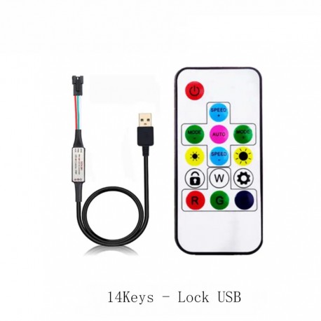 3Pin USB/DC LED Strips Controller RGB With RF14 Remote for WS2812B led light