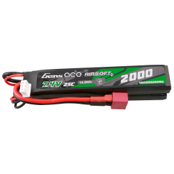 Gens ace 25C 3000mAh 2S2P 7.4V Saddle Airsoft Gun Lipo Battery with Mini Deans(T) Plug