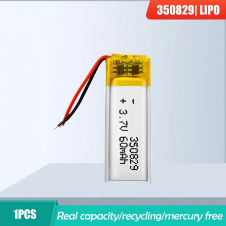 3.7v 60mAh 350829 Lithium Polymer Li-Po li ion Rechargeable Battery
