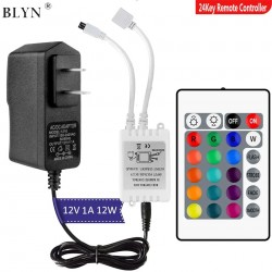 DC12V 1A 12W LED Adapter Power Supply With 44/24 Key IR Remote RGB Controller For 5M 2835 5050