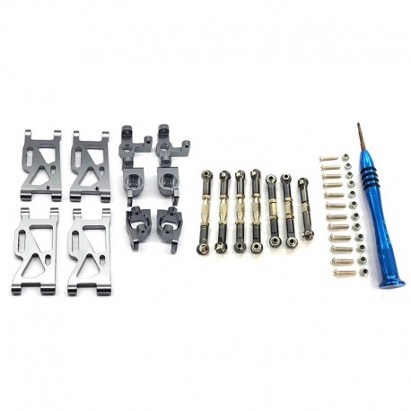 WLtoys 1:14 144001 RC Car Upgrade Parts Metal Steering Swing Arm Base C Rear Hub Seat Servo Pull Rod