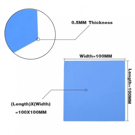 100x100mm Thermal Pad 0.5mm/1mm/1.5mm/2mm/2.5mm/3mm Thickness GPU CPU Heatsink