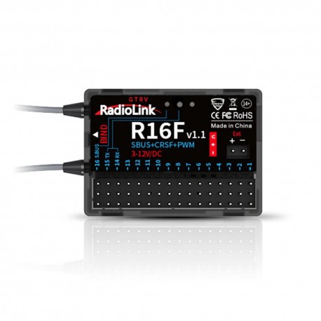 RadioLink R16F 2.4GHz 16CH Receiver Supports SBUS CRSF PWM for T16D/T12D/T8FB/T8S/RC8X/RC6GS V3/RC4GS