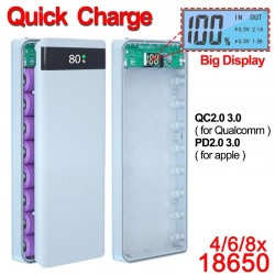 QC3.0 18650 Battery DIY Power Bank Case Charge Storage Box 5V Dual USB Type C