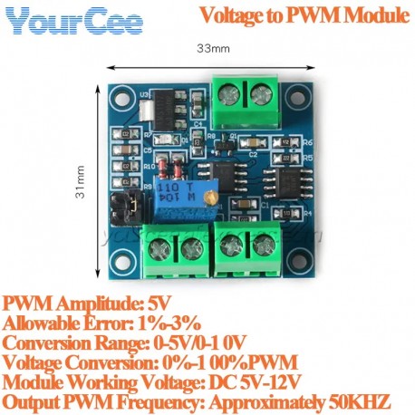 PWM Frequency to Voltage Converter Board Module 0-1KHz to 0-10V 0-10V to 0-10KHz PWM Frequency to Voltage