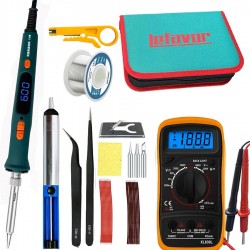 120W Digital Soldering Iron Kit Repair Soldering Tool Set Electric Soldering Iron Dual Calibration Temperature 200-600C