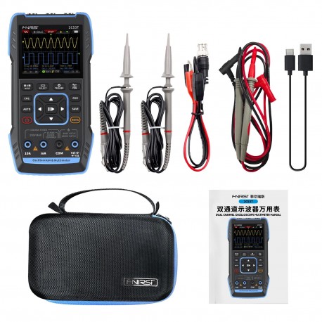 FNIRSI 2C23T 3IN1 Dual Channel 10MHZ*2 50MS/s Handheld Digital Oscilloscope Multimeter + Function Signal Generator