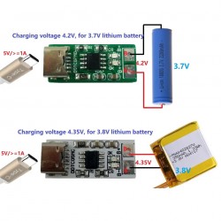 1S Type-C To 4.2V 4.35V Step-down Buck LiPo Polymer Li-Ion Charger for 3.7V 3.8V 18650 Lithium Battery