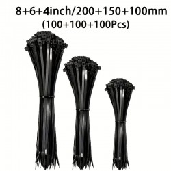 300pcs Heavy-Duty Black Nylon Cable Ties