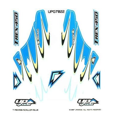 Upgrade R/C T-Rex 450"Scallop"Graphic Kit (Blue Stock Canopy)