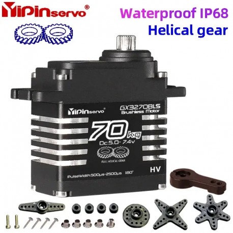 YP 70kg Waterproof IP68 Servo Large Torque Magnetic Induct 8.4v Brushless Servo Steel Helical Gear