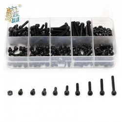 300Pcs/Box Black Metal M3 Allen Bolts Hex Socket Round for Head Screws and Nuts Assortment Kit Set