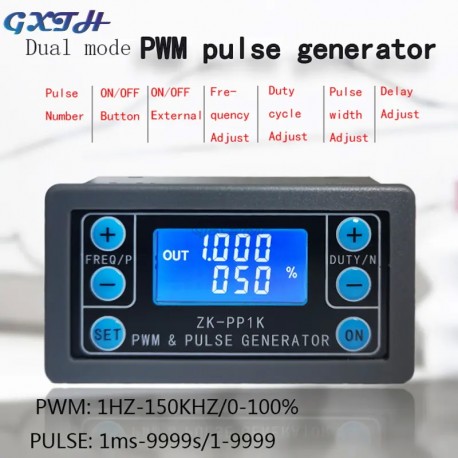 ZK-PP2K PWM DC 3.3-30V 12V 24V Motor Speed Controller Regulator 8A 150W Adjustable LED Dimmer Pulse Frequency Duty Ratio