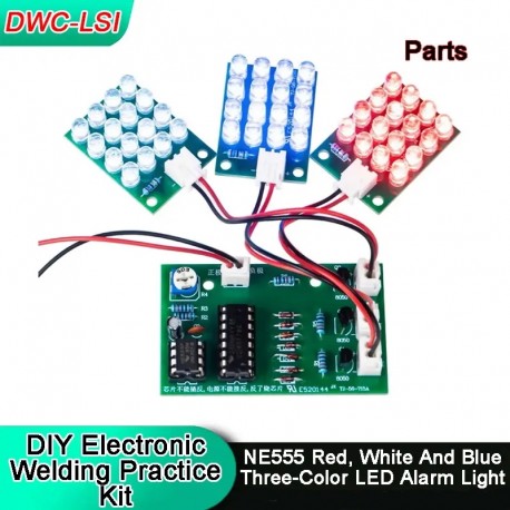 DIY Electronic Welding Practice Kit NE555 Red, White And Blue Flash LED Alarm Light Strobe Module