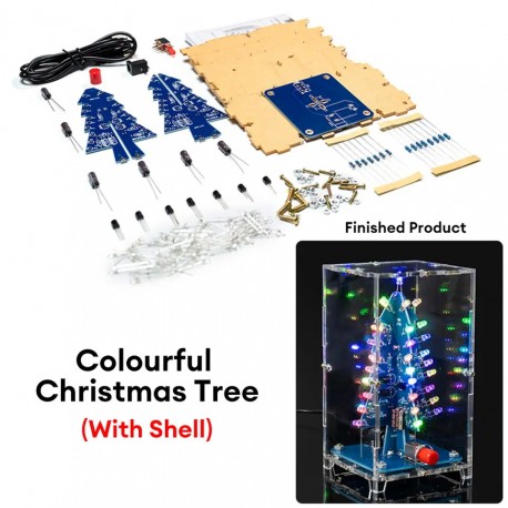 Xmas Tree DIY Kits RGB LED Flashing Tree DIY Kits Electronics Soldering Colorful 3D for Soldering Practice Learning