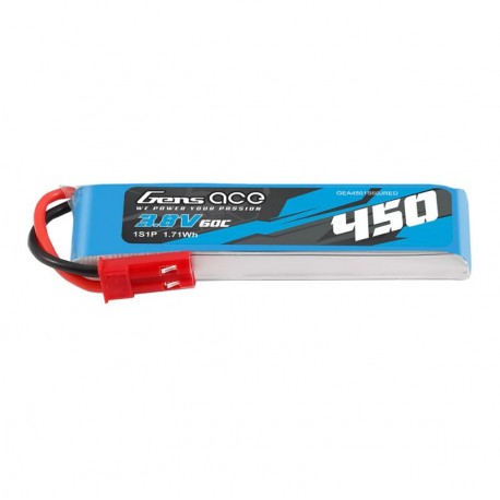 Gens ace 450mAh 3.8V 60C 1S1P Lipo Battery Pack with JST-SYP Plug