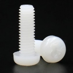 M6 White Nylon Plastic Cross Phillips Pan Round Head Screw Bolt