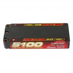 Gens ace Redline 2.0 Series 5100mAh 2S 7.6V 140C HardCase 134 HV Lipo Battery