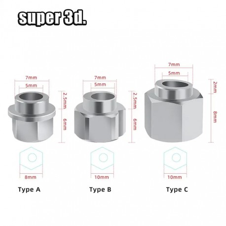 5pcs 3D Printer Openbuilds Eccentric Spacer V Wheel Eccentric Column Isolation Screw Nut V Slot Stainless Steel Bore 5MM 6MM