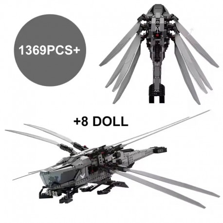 MOC 1369PCS Dune Atreides Royal Inventor Ornithopter Helicopter Building Blocks Construction Bricks Set + The Vonado LED 10327