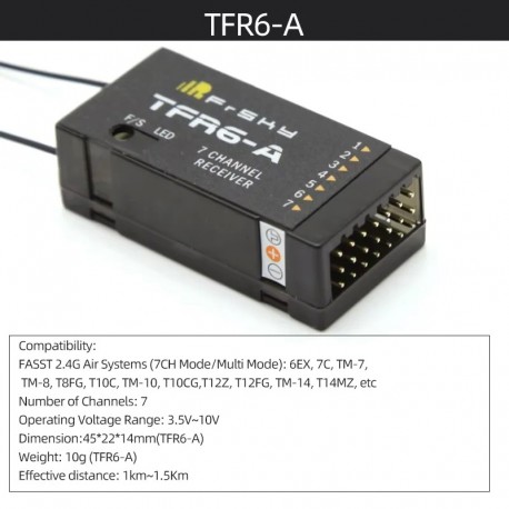 FrSky TFR6A 2.4GHz 7CH Receiver (FASST Compatible)