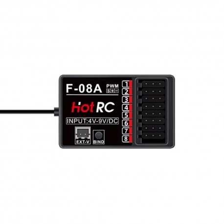 HOTRC F-08A 2.4GHz 8CH PWM Receiver for DS800 HT-8A CT-8B Radio Transmitter RC