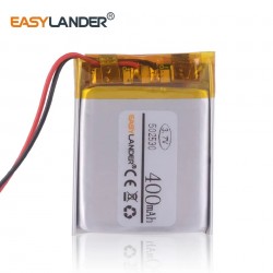 3.7V 502530 400mAh Rechargeable Li polymer battery