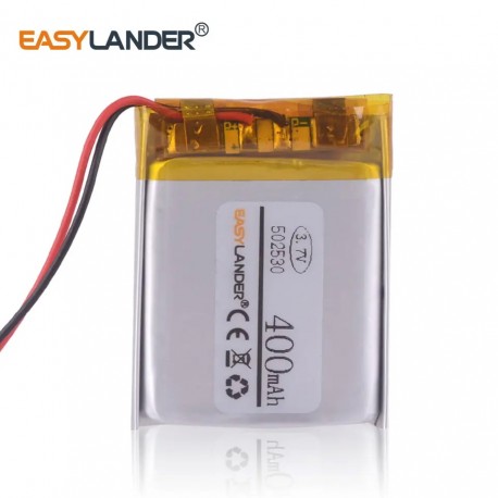 3.7V 502530 400mAh Rechargeable Li polymer battery